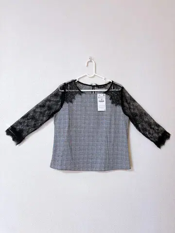 ZARA BASIC 긴팔 블라우스 여성용 체크 무늬 새상품