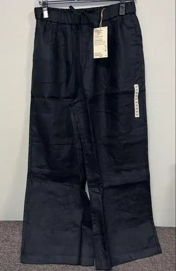 택 포함 새상품, MUJI, 올해 상품, 블랙, 린넨, 이지 와이드 팬츠