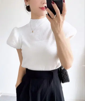 [ ZOZO 한정판 ] 소매 퍼 린넨 터치 니트