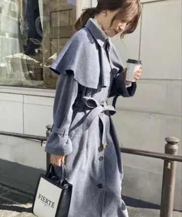 NICE CLAUP 2WAY 케이프 부착 스탠다드 칼라 트렌치코트