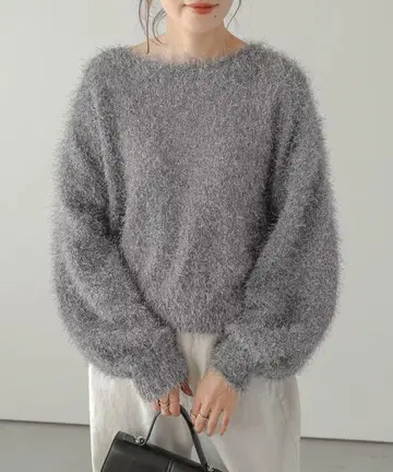 AMELY 그레이 드롭 숄더 스웨터 프리 사이즈