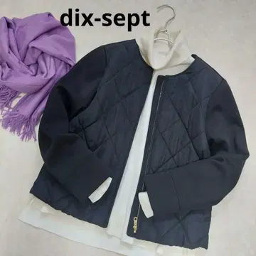 새상품급 dix-sept 디셉트 퀼트 코트 이소재 노카라 38 블랙