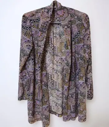 Leilian 레리안 기하학 패턴 긴팔 가디건