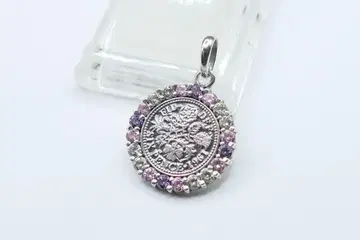 새상품급 아쿠아 실버 6펜스 코인 목걸이 탑 펜던트