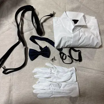나비 넥타이, 장갑, 서스펜더, 커프스, 암밴드 커터 셔츠 6종 세트