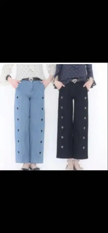 앤드러브 신상 엄청 행복한 하트 자수 스트레이트 데님 3L