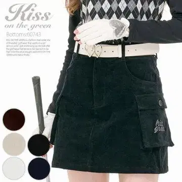 미사용 새상품 Kiss on the green 블랙 코듀로이 스커트 S