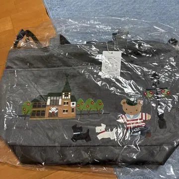 귀여운 자수 그레이 토트백