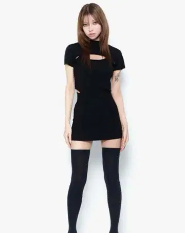 theredthread S 슬릿 오픈 드레스 미니