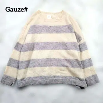 새상품급 Gauze# 거즈 니트 스웨터 보더 크루넥 울