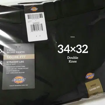 34 x 32 [ 새상품 미사용 ] 디키즈 더블니 85283 BLACK