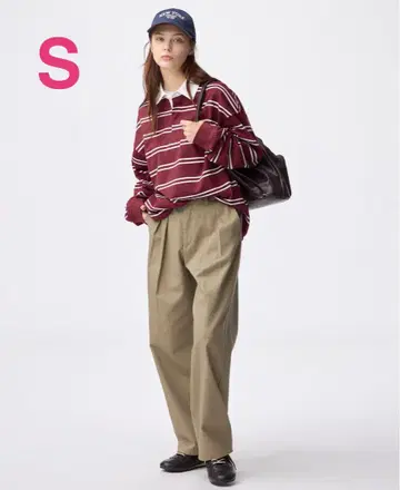 GU 치노 배럴 레그 턱 팬츠 S