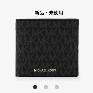 새상품 MICHAEL KORS 남성용 블랙 시그니처 가죽 접이식 지갑