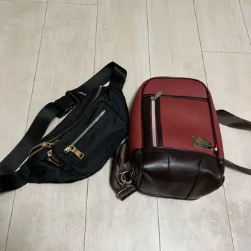 바디백 빨간색과 브라운 조정 가능 스트랩