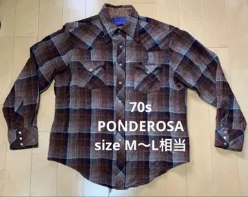 70s PONDEROSA 울 웨스턴 셔츠 M~L 상당
