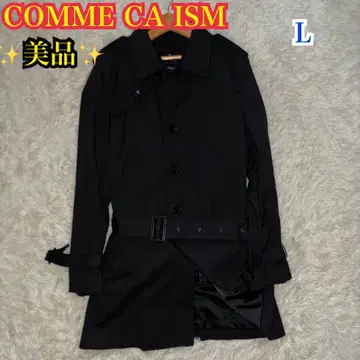 COMME CA ISM 블랙 스트라이프 스텐카라 코트 L
