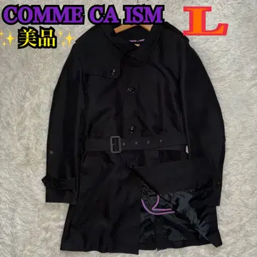 새상품급 COMME CA ISM 블랙 스트라이프 스텐카라 코트 L