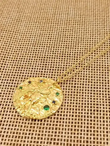 빈티지 골드 체인 지르코니아 목걸이 별자리 물병자리