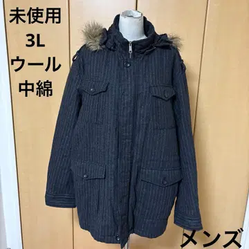 미사용 LOUIS CHAVLON 3L 울 원단 스트라이프 충전솜 코트