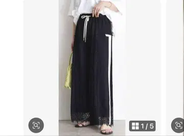 미사용 레이스 와이드 팬츠 블랙