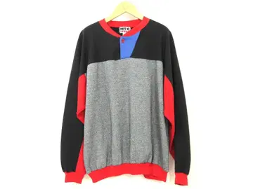 80s 빈티지 [ MTO SPORT ] 클레이지 패턴 헨리넥 맨투맨