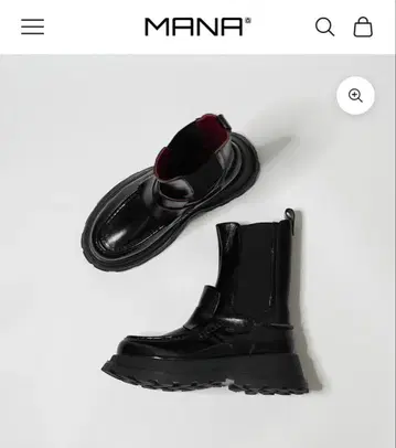 MANA 블랙 사이드 고어 부츠 통굽