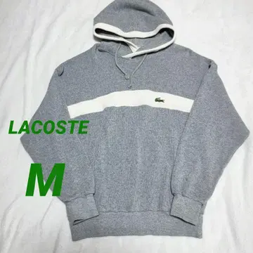 LACOSTE 그레이 후드 부착 M 후드티 니트 바이컬러