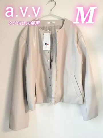 [ 새상품 미사용 ] a.v.v 인조 가죽 노카라 자켓