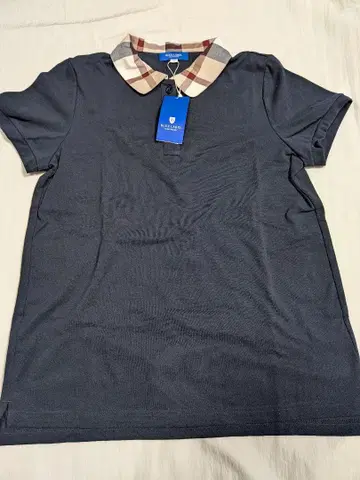 BLUE LABEL CRESTBRIDGE 반팔 피케 셔츠 네이비