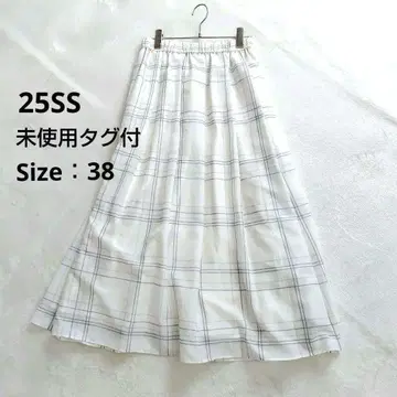 [택 포함] 25SS 자유구 SHIHO 착용 플레어 스커트 체크 38