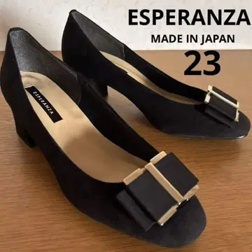 ESPERANZA 일본제 골드 리본 스웨이드 청키힐 펌프스