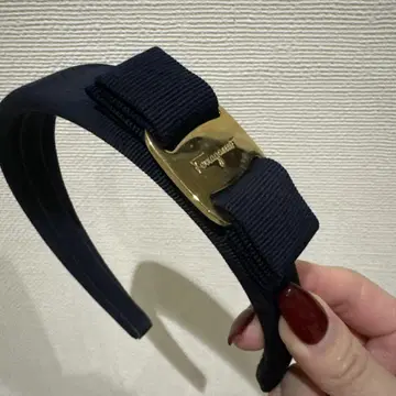 네이비 헤어밴드 골드 컬러 버클