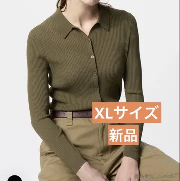 미사용품 유니클로 리브 폴로 가디건 XL 올리브