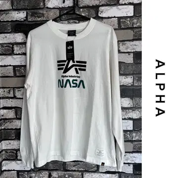 [ 미사용 보관품 ] ALPHA 알파 NASA 프린트 긴팔 T셔츠 남성용