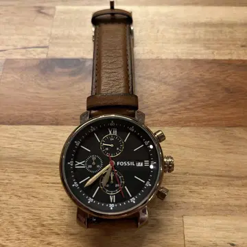 FOSSIL 아날로그 손목시계 천연 가죽 스트랩