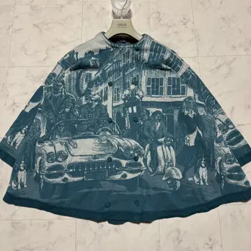 레어 토쿠코 프리미어볼 니트 코트 노카라 판초풍 올 패턴 회화