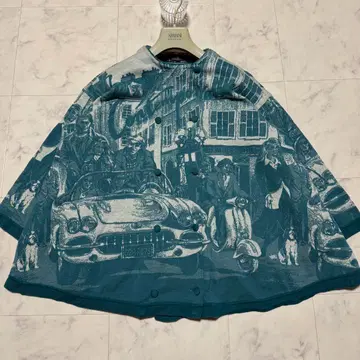 레어 토쿠코 프리미어볼 니트 코트 노카라 판초풍 올 패턴 회화