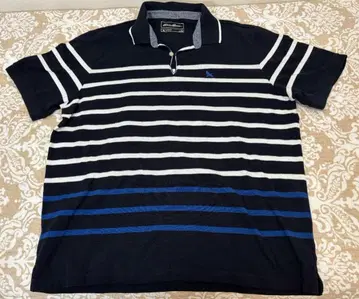 Eddie Bauer 네이비 보더 피케 셔츠 XL