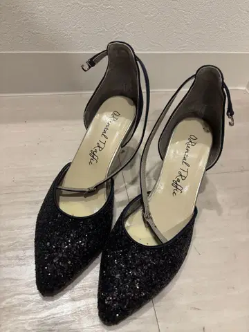 비쥬 장식 블랙 하이힐 펌프스 M 사이즈