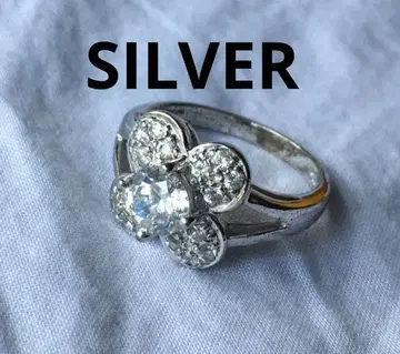 빈티지 플라워 모티브 실버 반지 SILVER 지르코니아 파베