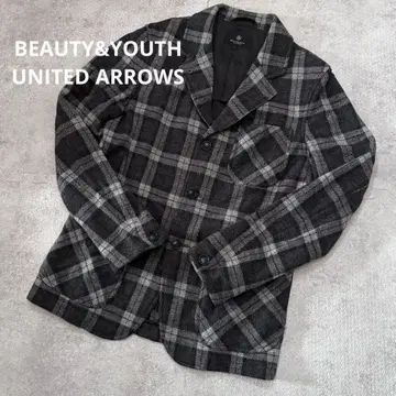 BEAUTY&YOUTH 그레이 체크 무늬 자켓