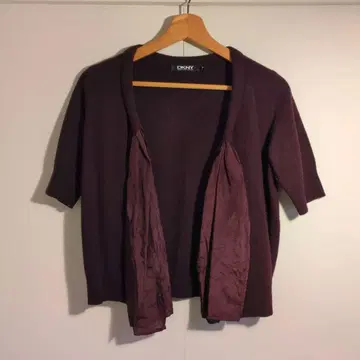 DKNY 다크 퍼플 반팔 가디건 울