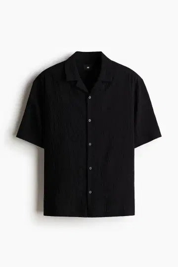 H&M 루즈핏 크링클 리조트 셔츠 오픈 카라 셔츠