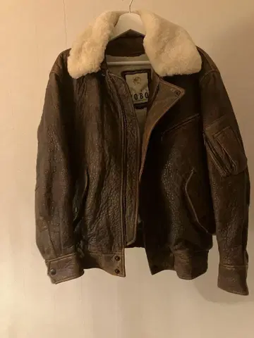 퍼 트리밍 빈티지 레더 재킷