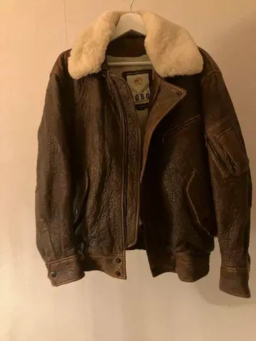 퍼 트리밍 빈티지 레더 재킷