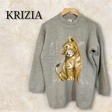 KRIZIA 애니멀 무늬 니트 스웨터 그레이 40호