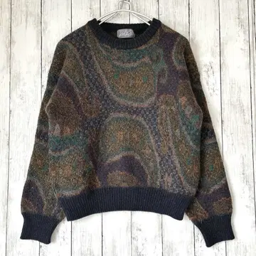 80s 90s 이탈리아제 vintage 페이즐리 무늬 핸드 니트 스웨터