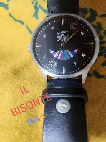 IL BISONTE 블랙 가죽 손목시계