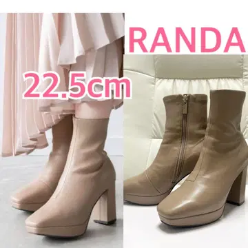 RANDA S 사이즈 스퀘어토 플랫폼 숏부츠 베이지