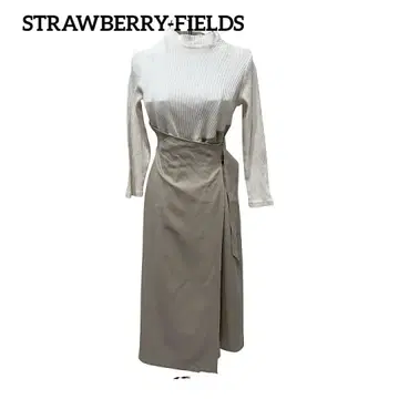 STRAWBERRY-FIELDS 배색 원피스 베이지 x 화이트